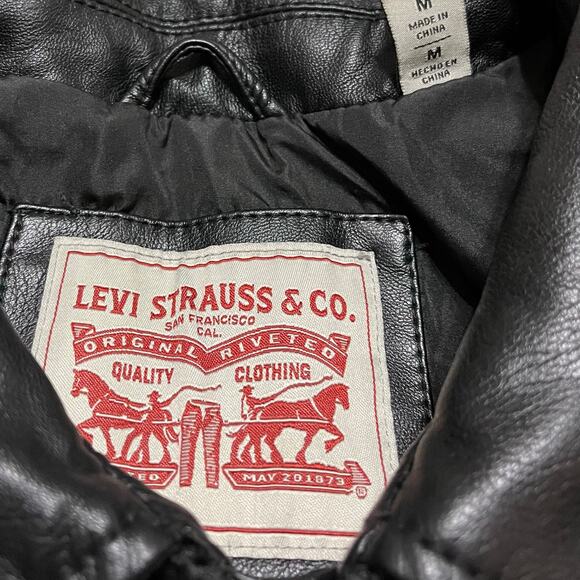 Levi’s Genuine Black Leather Full Zip Jacket Medium - Picture 4 of 7